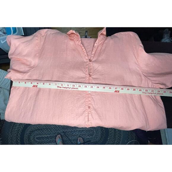 Eileen Fisher Irish Linen Popover Collared Tunic‎ Top Lagenlook Melon size Large - Picture 8 of 11